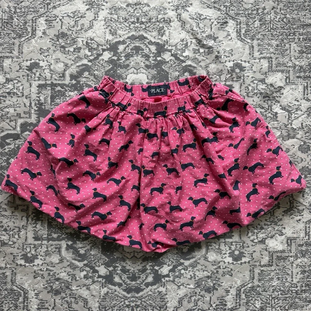 PLACE Bright Pink Skirt Dachshund Design Size Kids Youth Children's Small 5/6